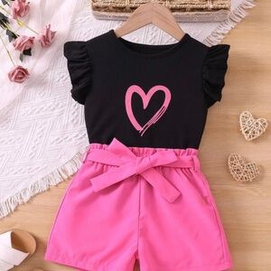 Girls 2pc short set with belt
